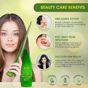 WOW Skin Science Aloe Vera Multipurpose Beauty Gel for Skin and Hair - 130 ml + 20 ml