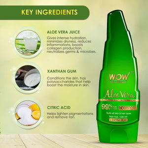 WOW Skin Science Aloe Vera Multipurpose Beauty Gel for Skin and Hair - 130 ml + 20 ml