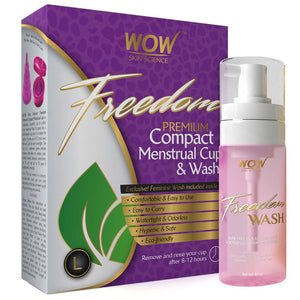 WOW Skin Science Freedom Reusable Menstrual Cup and Wash Post Childbirth - Large (Above 30 Years)