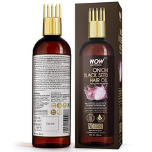 Load image into Gallery viewer, WOW Skin Science Onion Black Seed Hair Oil - WITH COMB APPLICATOR - Controls Hair Fall - NO Mineral Oil, Silicones, Cooking Oil &amp; Synthetic Fragrance - 100 ml
