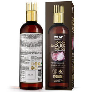 WOW Skin Science Onion Black Seed Hair Oil - WITH COMB APPLICATOR - Controls Hair Fall - NO Mineral Oil, Silicones, Cooking Oil & Synthetic Fragrance - 100 ml