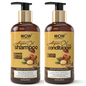 WOW Skin Science Moroccan Argan Oil Shampoo (with DHT Blocker) - No Sulphates, Parabens, Silicones, Salt & Colour - 300 ml