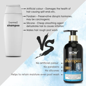 WOW Skin Science Hard Water Defense Shampoo - No Sulphate, Parabens, Silicones, Salt & Colour - 300 ml