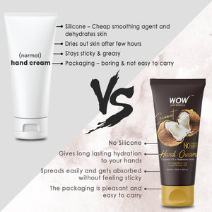 WOW Skin Science Coconut Gentle Hand Cream With Coconut Oil + Hyaluronic Acid - No Parabens, Silicones, Mineral Oil, Color & Pg - 40 ml