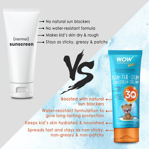 WOW Skin Science Kids Ban-The-Sun Sunscreen Cream Spf 30 Pa++ - No Parabens, Silicones, Oxide Color, Mineral Oil and Benzophenone - 100 ml