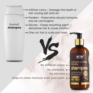 WOW Skin Science Hair Loss Control Therapy Shampoo - Increase Thick & Healthy Hair Growth - Contains Ayurvedic & Western Herbal Extracts With Natural Dht Blockers - 300 ml