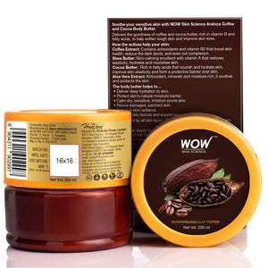 WOW Skin Science Arabica Coffee and Cocoa Body Butter - No Parabens, Silicones, Mineral Oil & Color - 200 ml