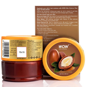 WOW Skin Science Raw Argan Oil Body Butter - No Parabens, Silicones, Mineral Oil & Color - 200 ml