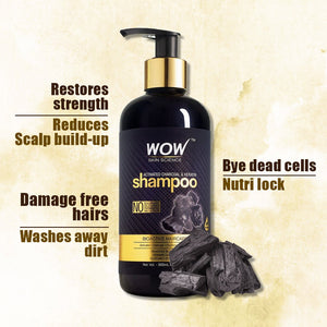 WOW Skin Science Charcoal & Keratin Shampoo - No Sulphates, Parabens, Silicones, Salt & Color - 300 ml