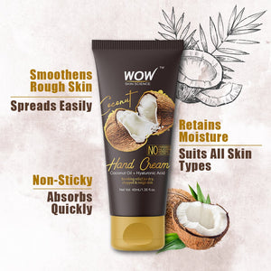 WOW Skin Science Coconut Gentle Hand Cream With Coconut Oil + Hyaluronic Acid - No Parabens, Silicones, Mineral Oil, Color & Pg - 40 ml