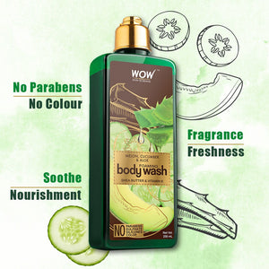 WOW Skin Science Melon, Cucumber & Aloe Foaming Body Wash - No Parabens, Sulphate, Silicones & Color - 250 ml