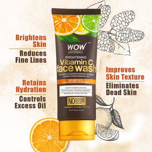 WOW Skin Science Brightening Vitamin C Face Wash - No Parabens, Sulphate, Silicones & Color - 100 ml