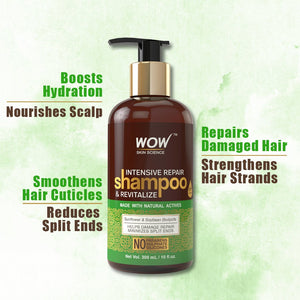 WOW Skin Science Intensive Repair & Revitalize No Parabens, Sulphate & Silicone Shampoo - 300 ml