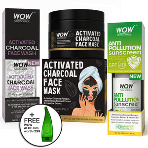 WOW Skin Science Activated Charcoal Face Mask with PM 2.5 Anti-Pollution Shield No Parabens & Mineral Oil Wash Off Face Mask - 200 ml