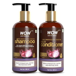 WOW Skin Science Red Onion Black Seed Oil Shampoo With Red Onion Seed Oil Extract, Black Seed Oil & Pro-Vitamin B5 - No Parabens, Sulphates, Silicones, Color & Peg - 300 ml