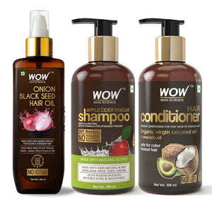 WOW Skin Science Onion Black Seed Hair Oil - Controls Hair Fall - No Mineral Oil, Silicones & Synthetic Fragrance - 200 ml